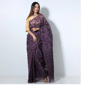 Dust Purple color Cotton Saree